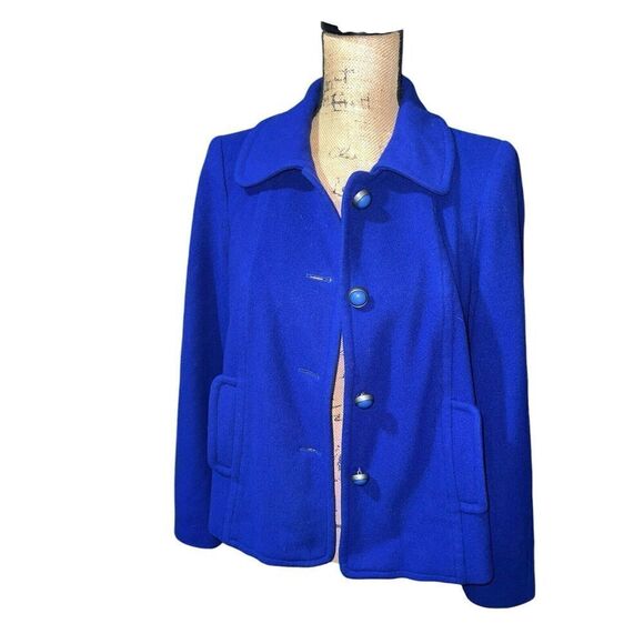 Louben Womens Jacket Royal Blue Wool & Cashmere Blend Button Up Jacket Size‎ 8 - Picture 8 of 8